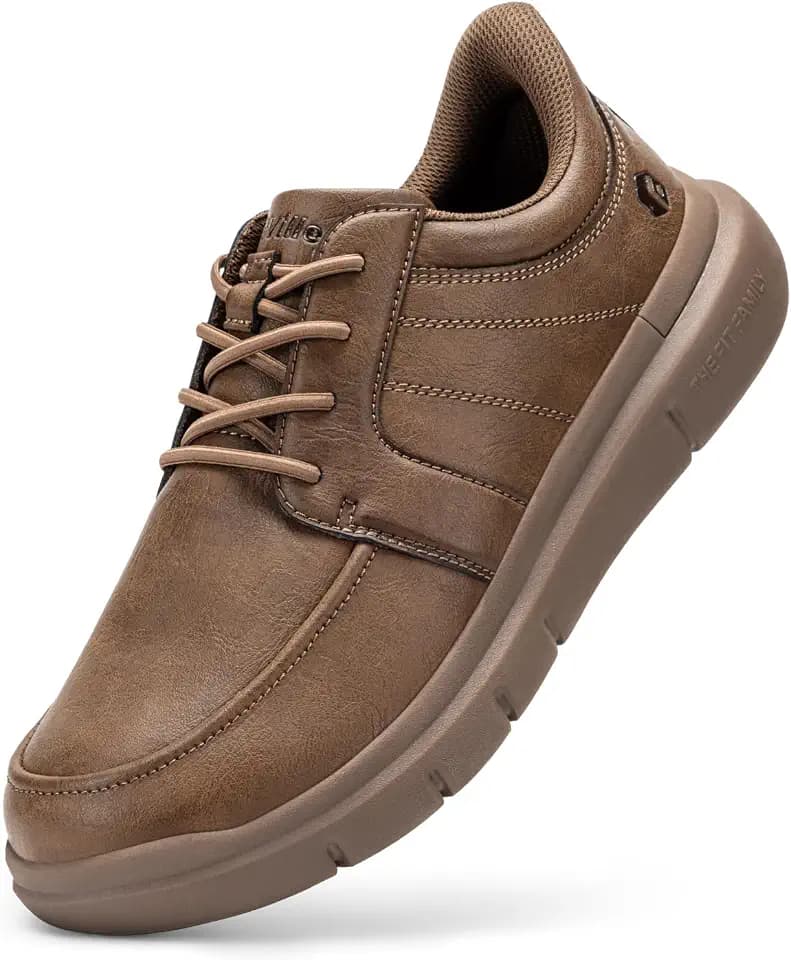 FitVille Wide Slip On Shoes for Men Lightweight Casual Dress Oxfords Shoes Business Walking Sneakers with Arch Support