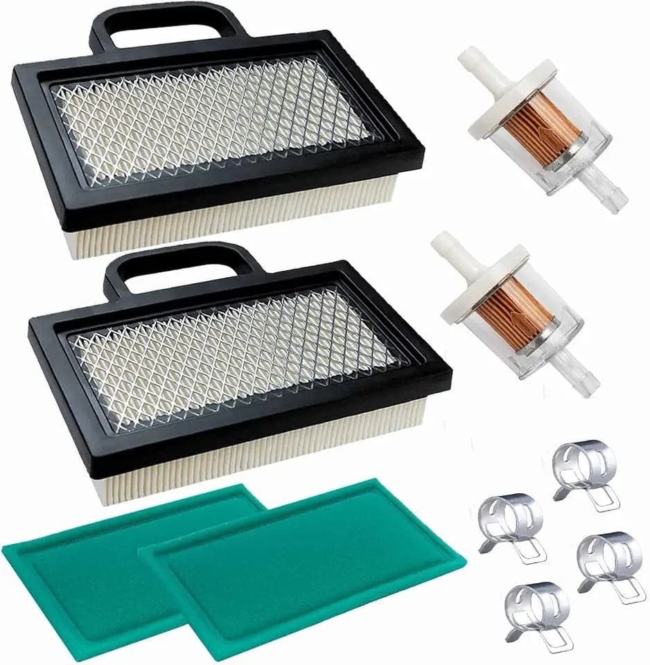 2 Pack MIU11286 Air Filter, Compatible with John Deere GY20575 L111 L118 L120 LA120 LA130 LA135 LA140 LA145 D130 D140 18-26 HP Intek V-Twin Lawn Mower Tractor Air Filter with Fuel Filter