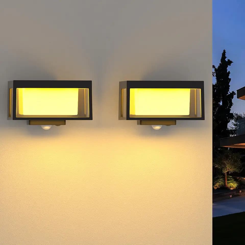 außenleuchte mit bewegungsmelder, IP65 Wasserdichte Solarlampen für Außenwand, Moderne, kabellose Montage, geeignet für Eingang, Einfahrt, Terrasse, Garten (2 Stück)