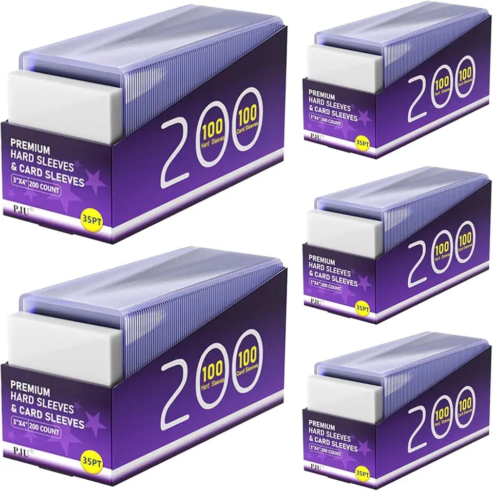 1000 Top Load Card Sleeves - Hard Plastic, 3" x 4", Baseball & Trading Card Protectors (500 Hard + 500 Clear)