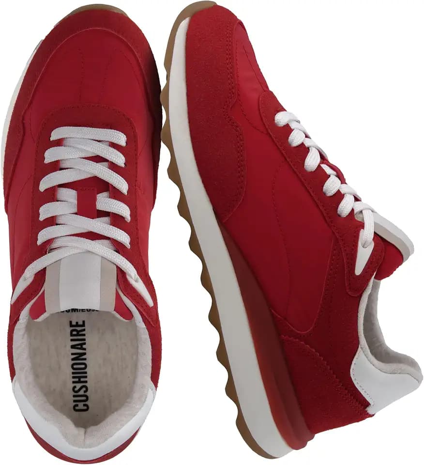 CUSHIONAIRE Kicks Fashion Sneakers for Women, Lightweight Non-Slip Lace Up Shoes with Memory Foam