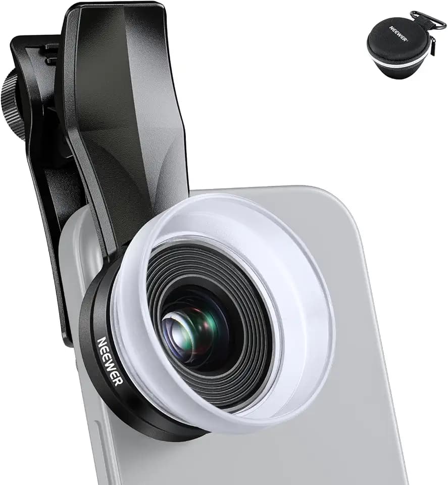 NEEWER 10X Makro Objektiv mit 17mm Gewinde, Telefonobjektiv Clip und Abnehmbarer Diffusor Haube, auch für 17mm Gewinde Telefonkäfig/Telefonhülle/Telefonklammer/Rückplatte, LS-28 PRO