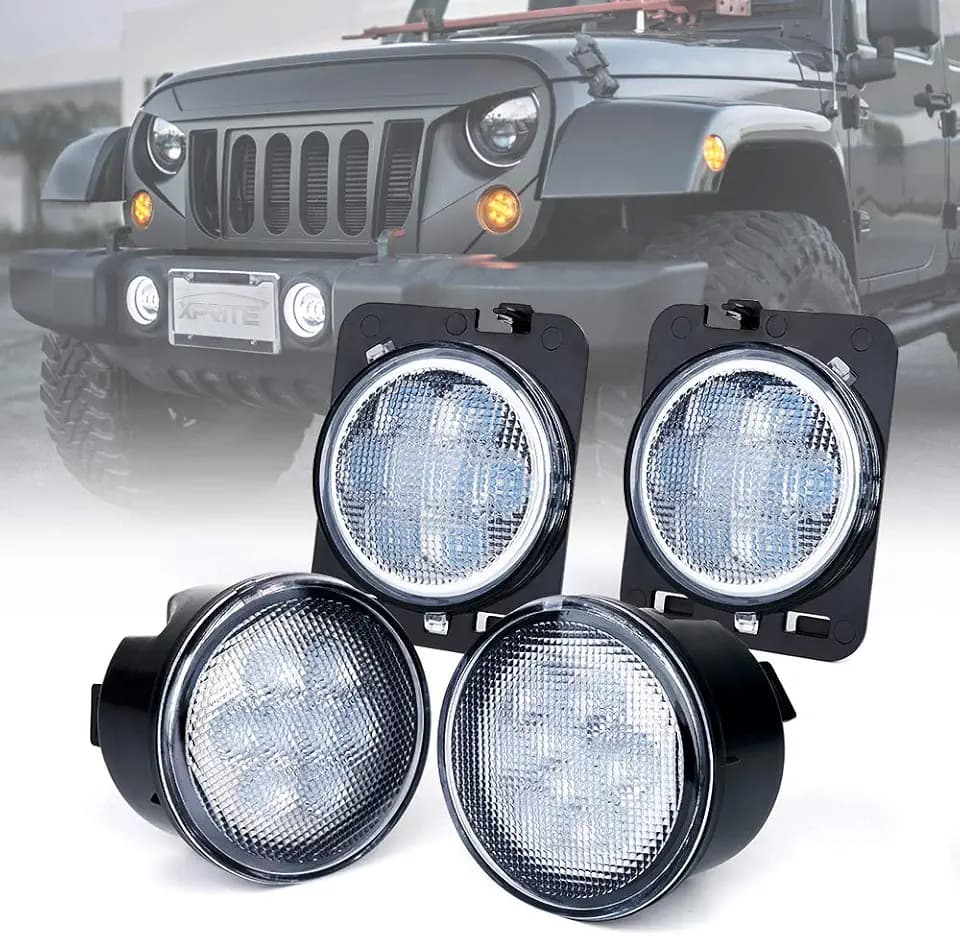 Clear Turn Signal & Side Marker Lights Kits Compatible with 07-18 Jeep JK