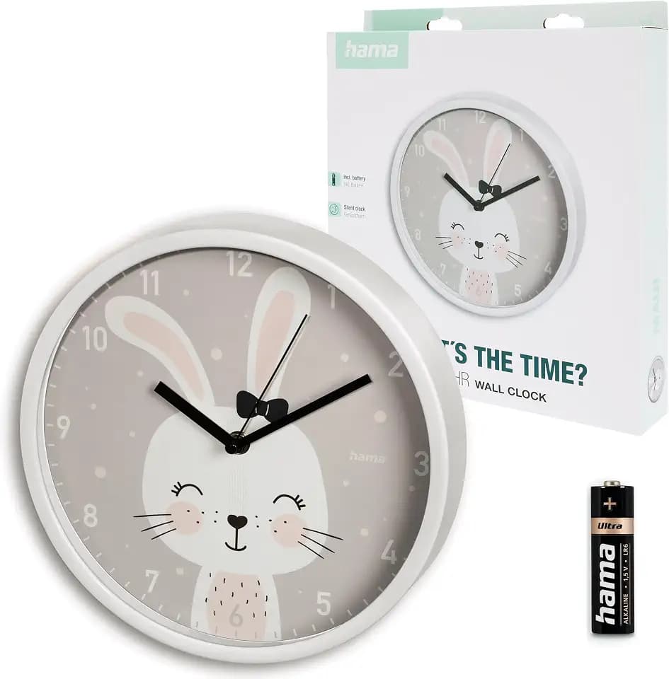 Hama Kinder-Wanduhr Maui, ohne Ticken, für Kinderzimmer, analog, Ø 25 cm