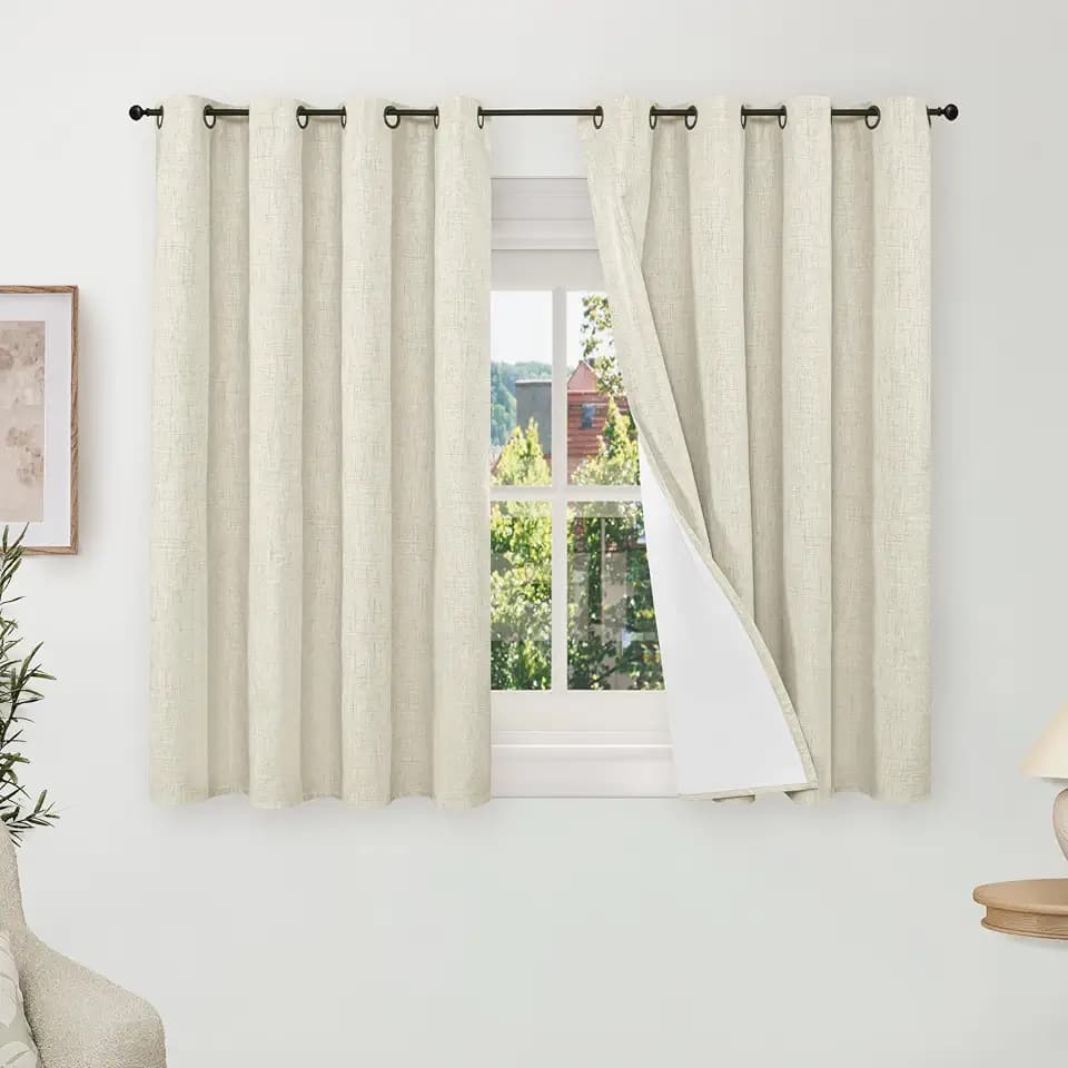 Lajode Linen Blackout Curtains 54 Inches Long 2 Panels Each 52 Wide Natural
