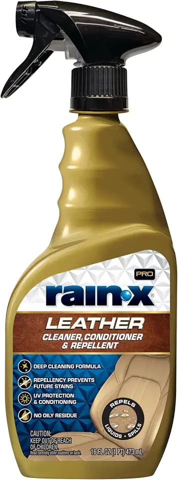 Rain-X 620236SRP Leather Cleaner Conditioner & Repellent for Car Interiors, Cleans + Repels while Moisturizing, Restores Leather to Natural, Fresh Scent without Residue 16 Fl Oz.