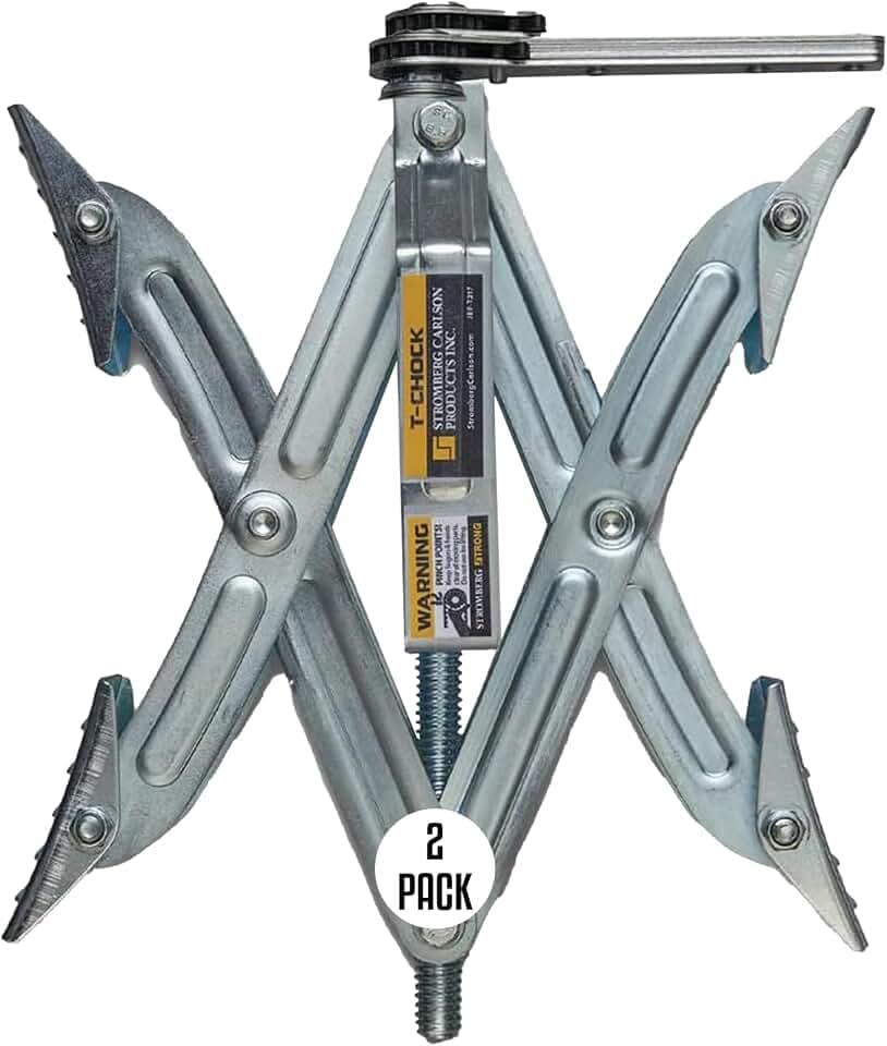 Stromberg Carlson JBP-T217.2 Tandem Axle T-Chock - Heavy Duty RV Wheel Chocks & Tire Stabilizers - Camper Wheel Chock Scissor Stabilizers for RVs, Trailers, and Campers- Fits Tires 2"-17" Apart 2-Pack