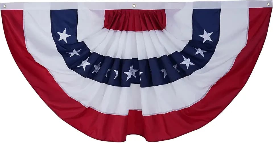 ROTERDON American Flag Bunting - 5x10 ft, Outdoor Patriotic Bunting, Embroidered 4th of july Decorations Outdoor, with Brass Grommets