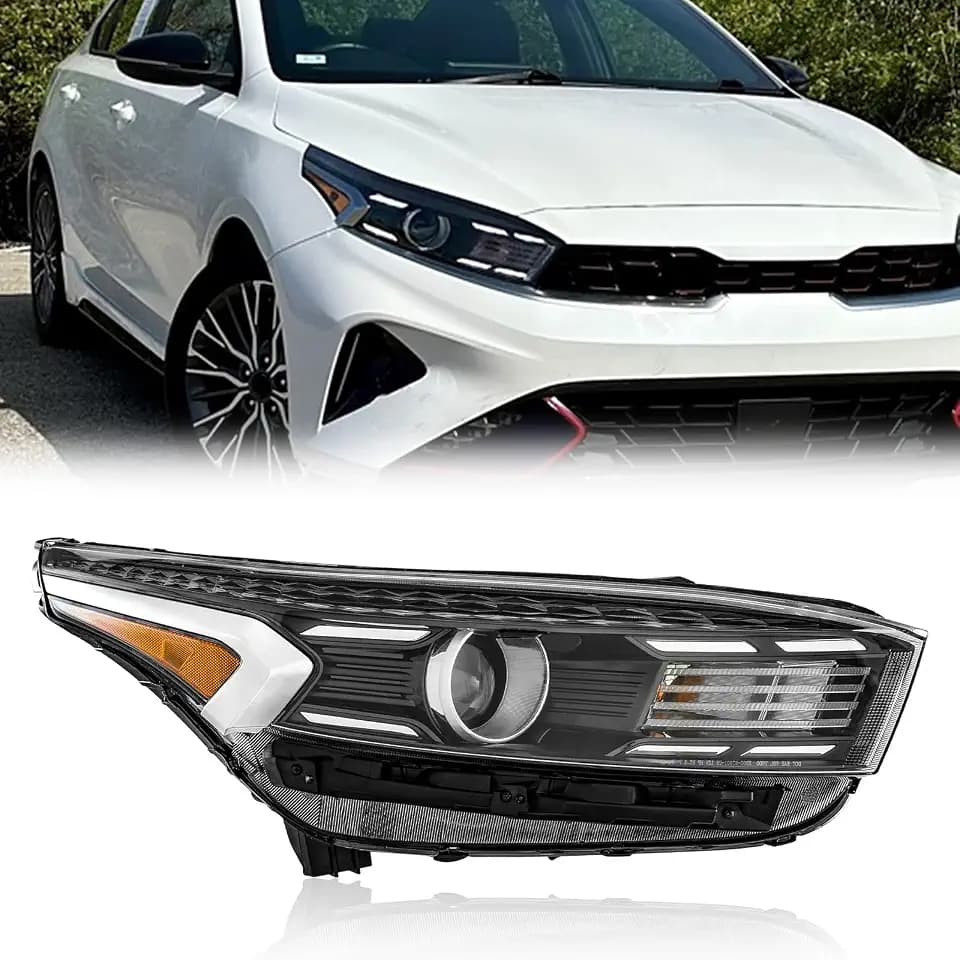 TODO Headlight Assembly Compatible with 2022 2023 2024 Kia Forte FE LX LXS, Halogen Headlamp w/o LED DRL KI2503254 92102-M7500, Passenger Right Side