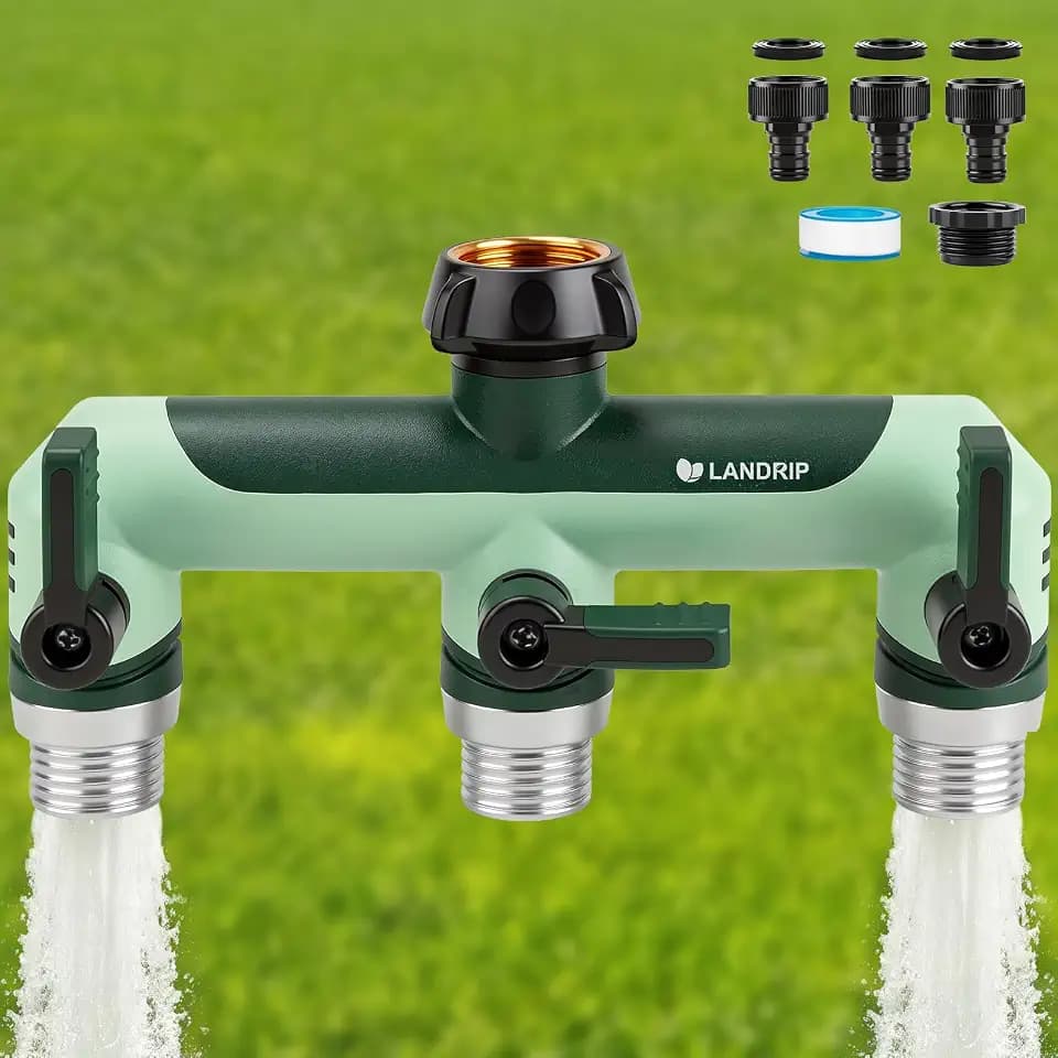 Landrip Wasserverteiler 3fach,3 Wege verteiler Wasser-Leckfrei, Kälte & UV-beständig, für Garten, Bewässerung, Wohnmobil, Innenbereich, Waschmaschine