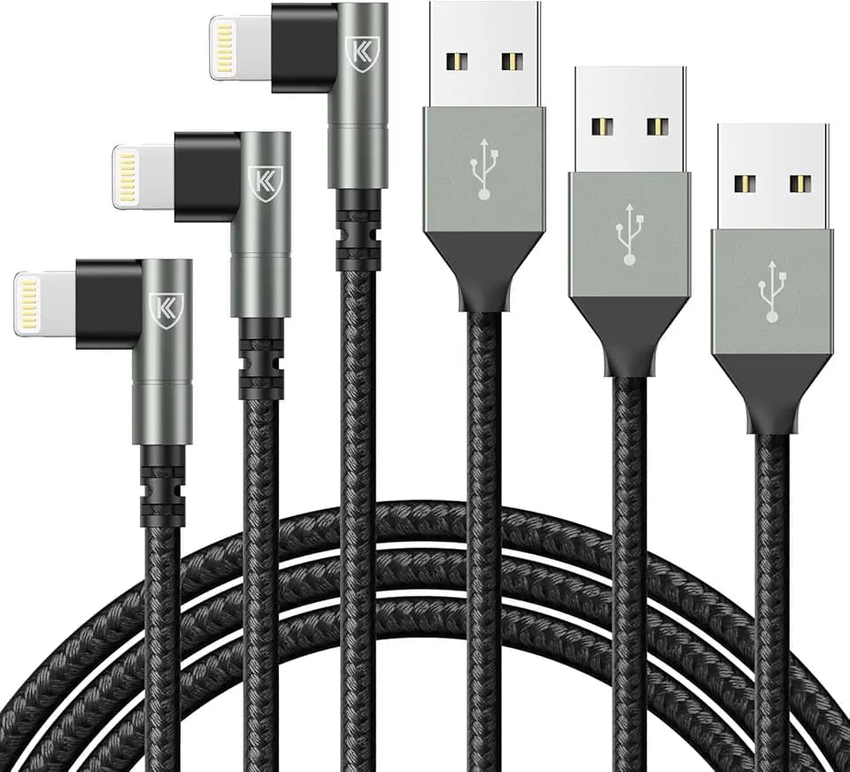 90 Degree iPhone Charger 6FT [Apple MFi Certified] 3Pack Lightning Cable