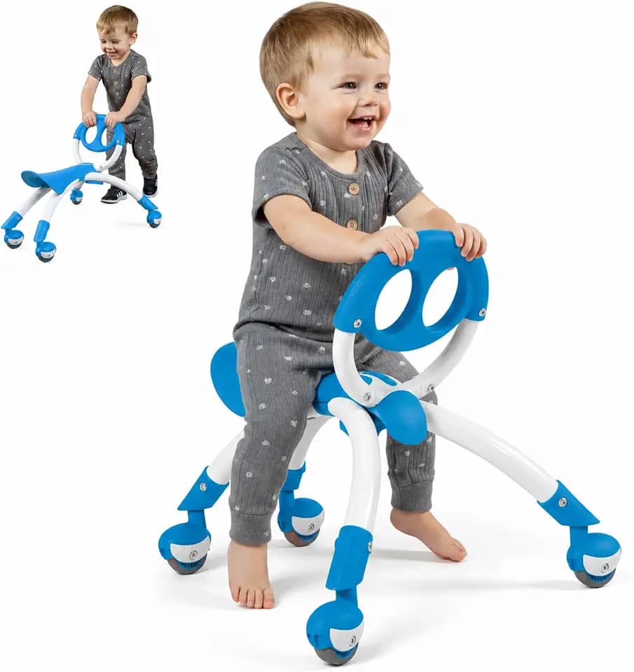 YBIKE Pewi Walking Ride On Toy - from Baby Walker to Toddler Ride On for Ages 9 Months to 3 Years Old, YPIW3, Blue