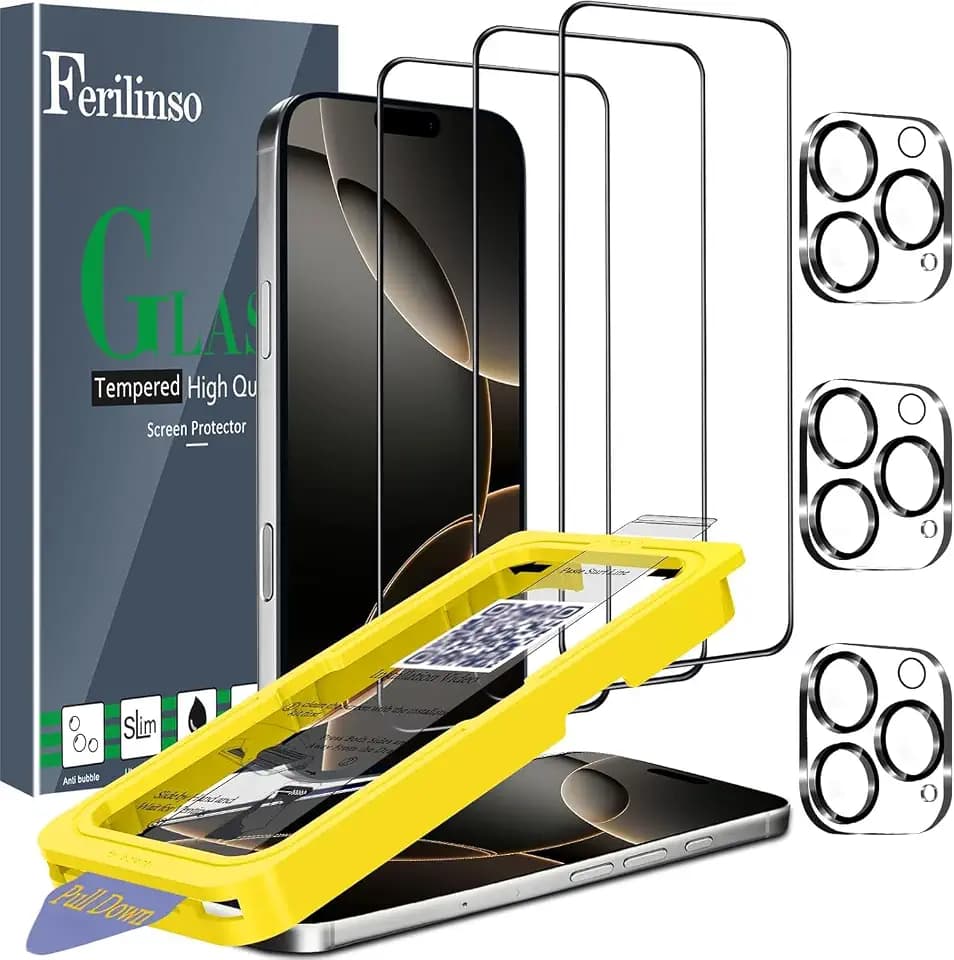 Ferilinso 3 Pack Screen Protector for iPhone 16 Pro Max, Tempered Glass