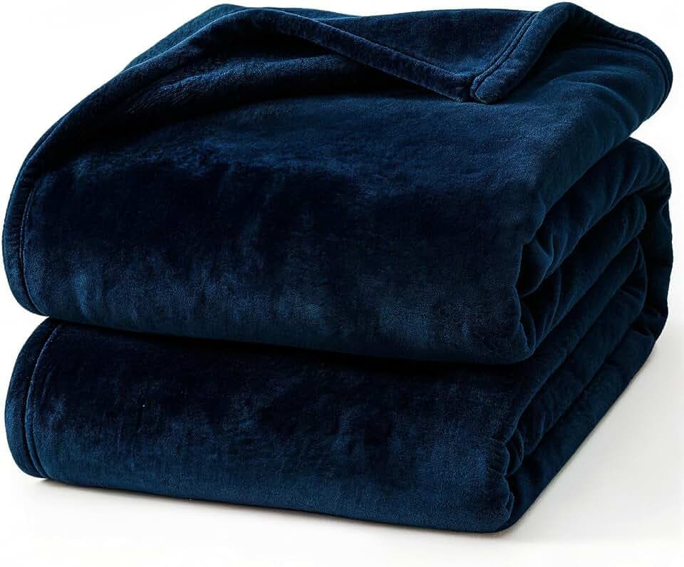 Hansleep Twin Navy Blue Fleece Blanket, Soft Flannel Bed Blanket