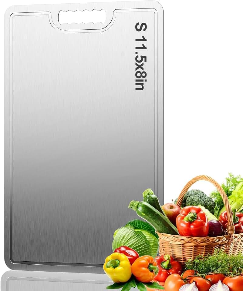 Titanium Cutting Board,100% Pure Titanium Cutting Boards for Kitchen, 2025 New Double Sided Food-Grade Chopping Board for Cutting Meat Vegetable Fruit-Small(11.5x8in)