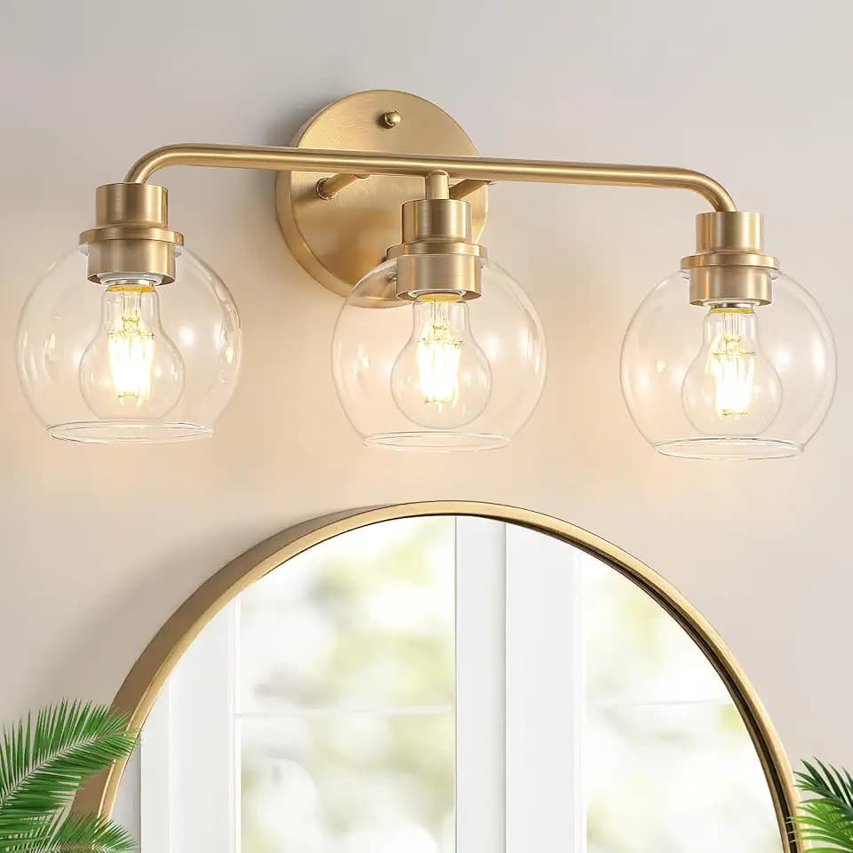 Bathroom Light Fixtures Gold Vanity Light 3 Light Brushed Brass