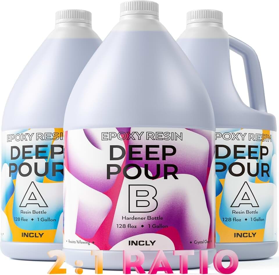INCLY Deep Pour Epoxy Resin, 3 Gallon Resin Epoxy Kit for 2-4'' Depths