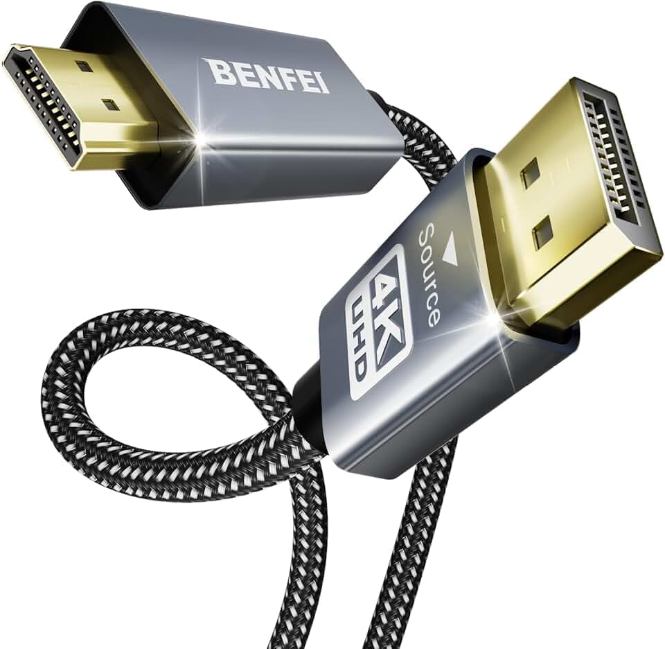 BENFEI 4K DisplayPort auf HDMI Kabel 1,8m [Geflochten, Aluminiumhülse], 5 Stück Einwegübertragung DisplayPort DP-auf-HDMI-Kabel High Speed Verbindungskabel Kompatibel mit HDTV Monitor Laptop AMD usw