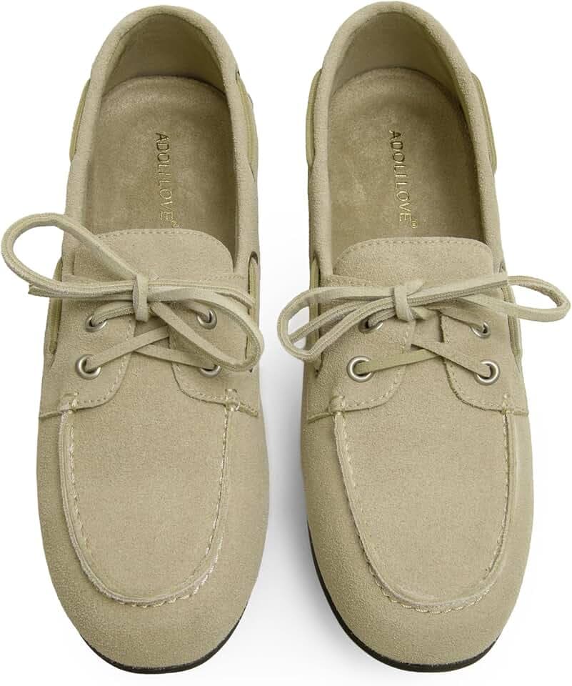 Adolilove Loafers for Women Slip On Flats Boat Shoes Business Casual Work Comfortable Bow Lace Loafer Dressy Office