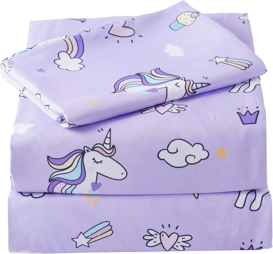 Unicorn Kids Sheet Set Twin Size, 3 Piece Soft Microfiber Twin Bed Sheets, Deep Pocket Unicorn Sheets Twin for Boys Girls