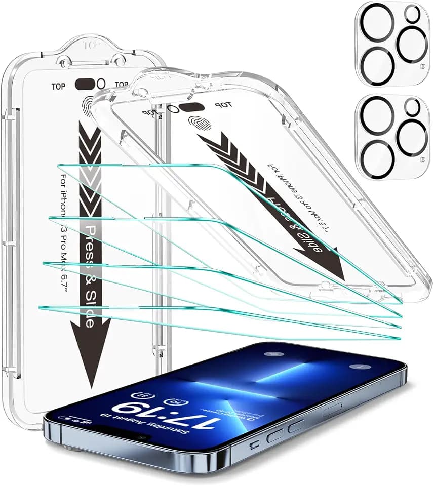 EZ-GLAZ-4+2 Pack for iPhone 13 Pro Max Screen Protector (6.7") HD Clear