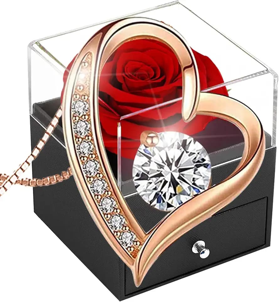 Ewige Rose Geschenkbox Rote,Infinity Rosen Rosegold Damen,Konservierte Blumen Immer Rose Geschenke für Frauen am Valentinstag Weihnachten Hochzeitstag Geburtstag Weihnachten Großmutter meiner Frau