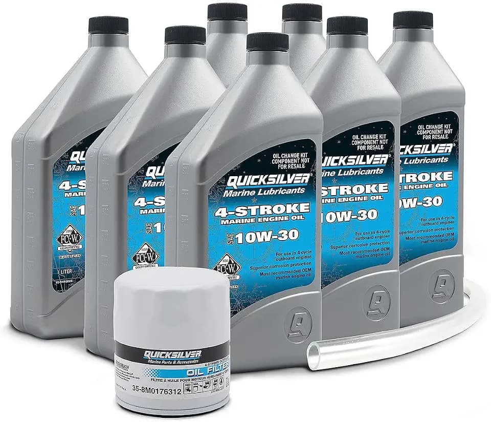 Quicksilver 4-Stroke Oil Change Kit – for Mercury Outboard Engines – 15, 20, 25, 30, 40, 50, 60, 75, 90, 115, 150, 175, 200, 225, 250, 300, 350, 400 HP