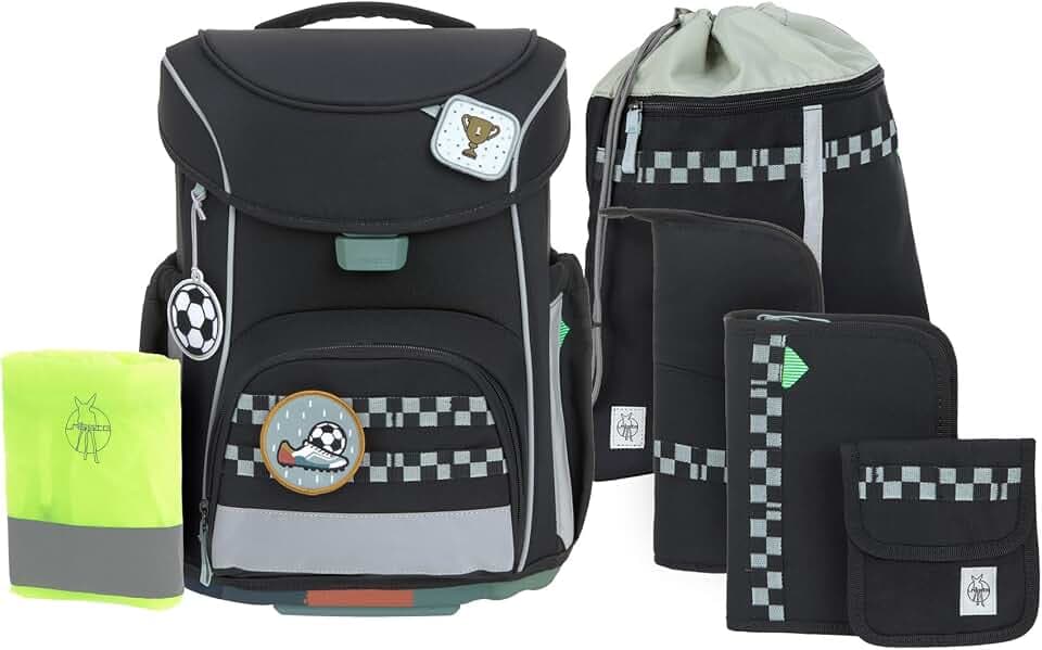 LÄSSIG 7-teiliges Schulranzen Set Kinder/School Set Slim Unique