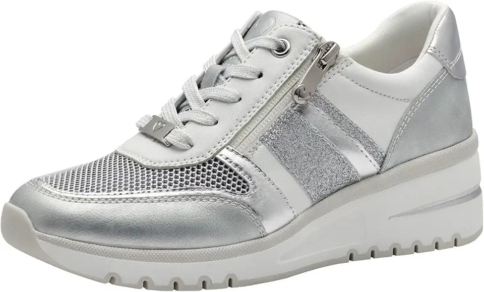 Marco Tozzi Damen Sneaker flach mit Reißverschluss Chunky-Sohle