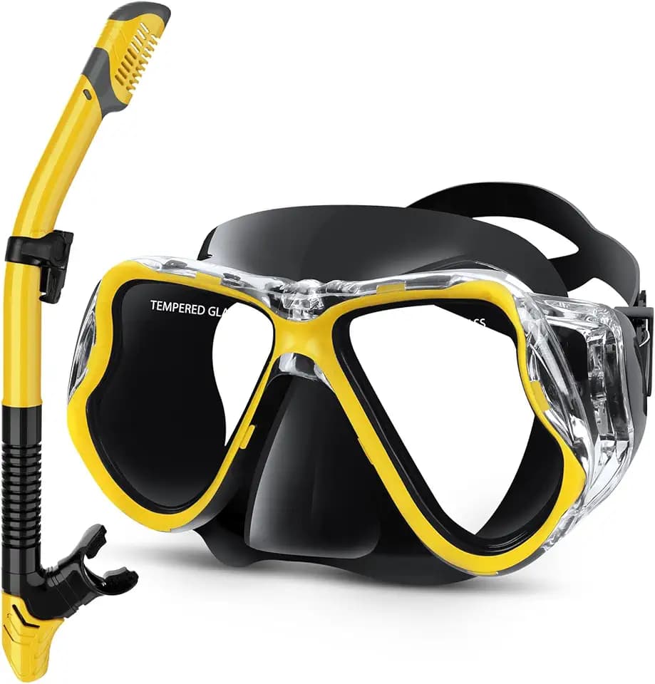 Greatever Snorkeling Gear for Adults Kids, Dry Snorkel Mask Set Anti-Fog