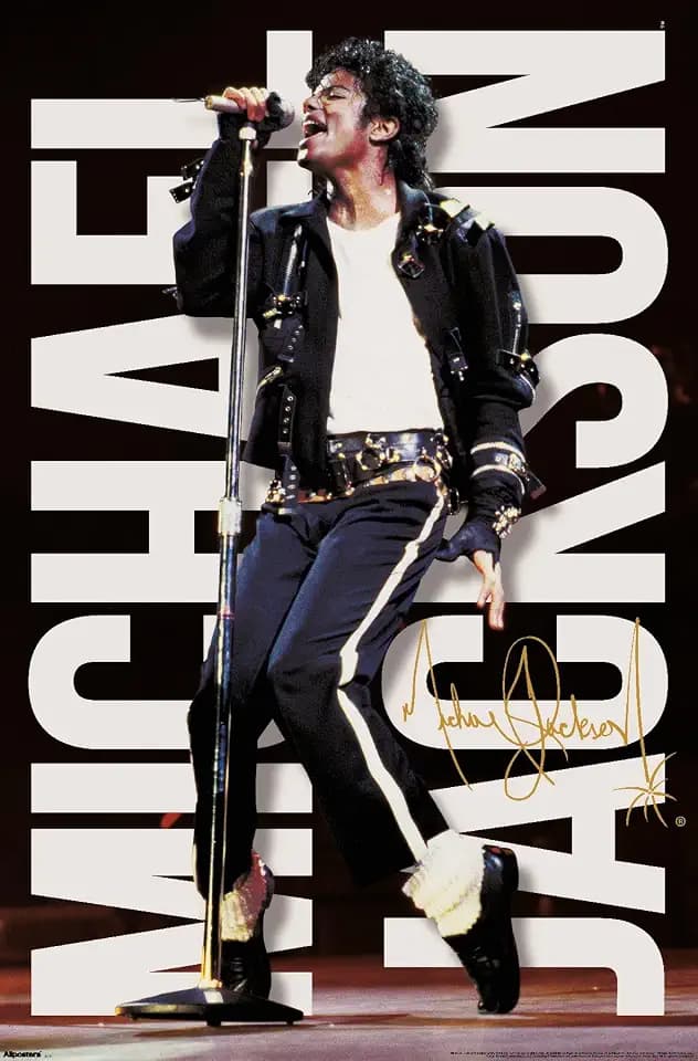 Michael Jackson - Performance Mic Wall Poster, 22.4L" x 14.7W", Premium Unframed Version