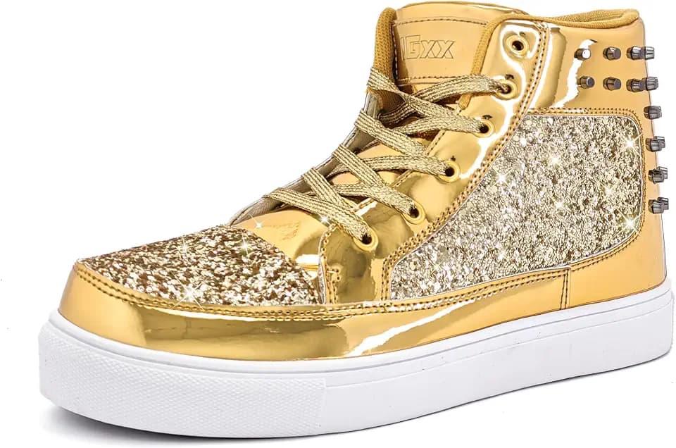 IGxx Glitter Rivet Shoes Men Disco Punk High Top Women Sneakers