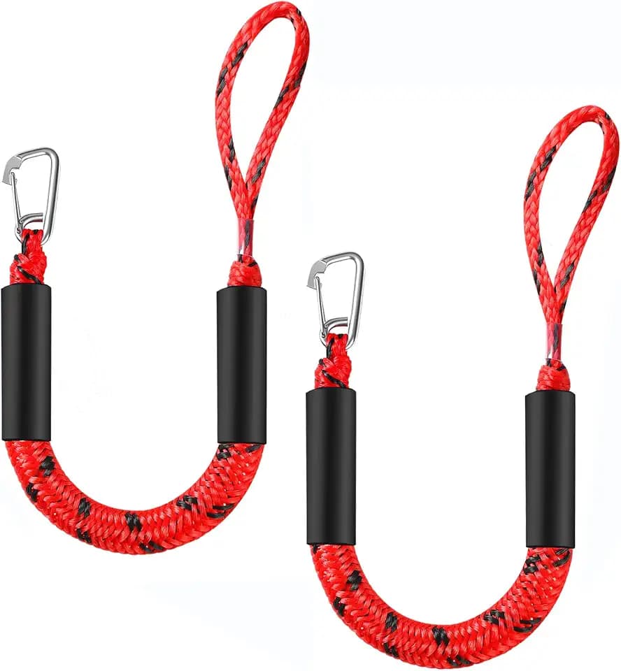 Bungee Dock Lines 2 Pack – Shock Absorbing Mooring Ropes for Boats, Pontoons & PWC, Stretch Length Options from 2 ft to 9 ft，with/Without Clip (one clip-2ft Stretches to 2.6ft)