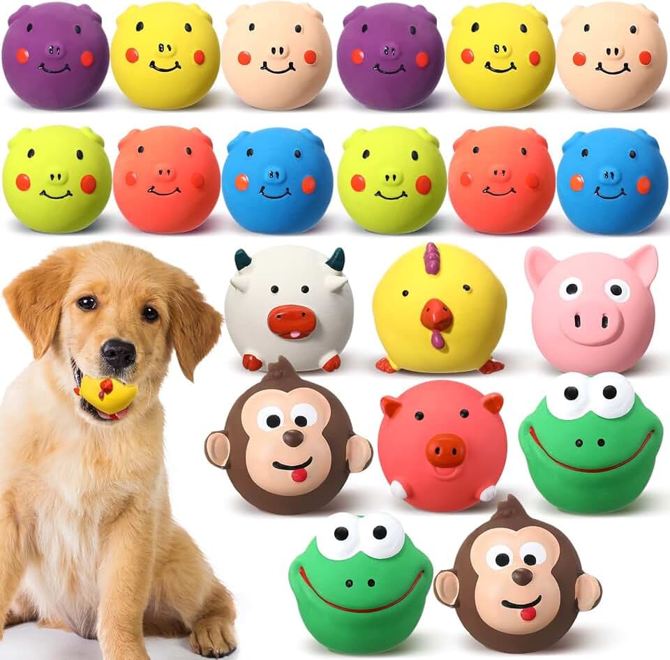 20 Pack Latex Dog Squeaky Toys Soft Squeak Balls for Pets
