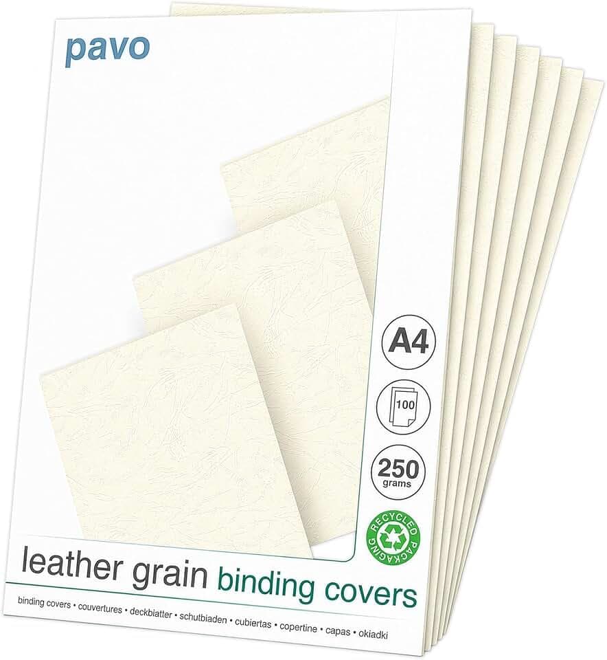 Pavo - Einbanddeckel-Lederoptik DIN A4, 250 g/m², 100-er Pack, Elfenbein