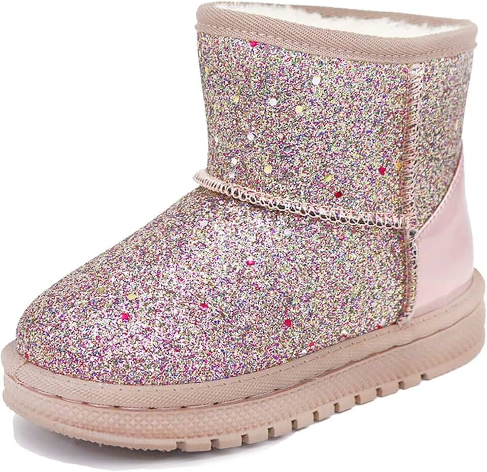Girls Glitter Sequin Princess Snow Boots for Toddler Little/Big Kid