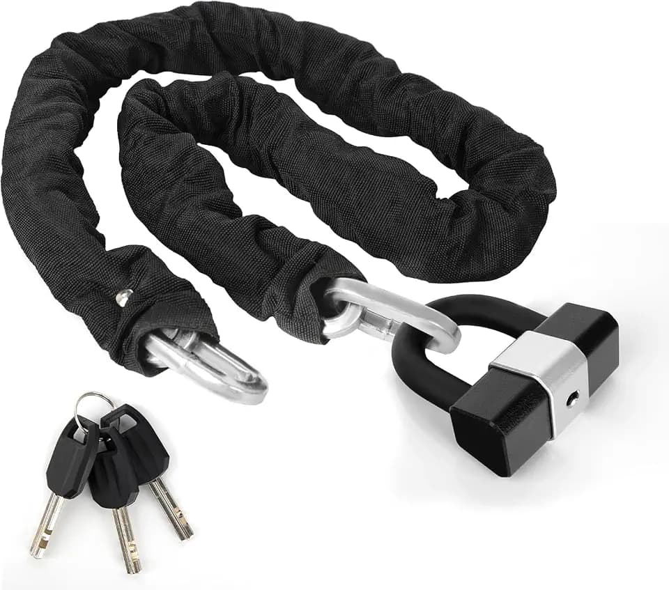 Heavy Duty Motorcycle Chain Lock 0.4In/10mm x 10 Ft with 17mm Thick Anti-Theft Cut Proof U-Lock and 3 Keys, Ideal for Motorcycle, Bikes, Generator, Gates, Scooter, Equipment