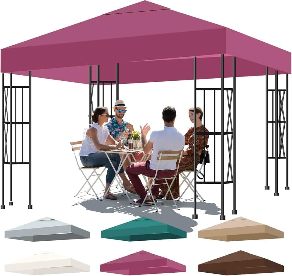 Pavillon Ersatzdach 3x3m Wasserdicht – Pavillondach Ersatzbezug UV Schutz Beständig, Winterfest, Stabil Extra Stark 300D Polyester – Pavillondach Ersatzzeltdach