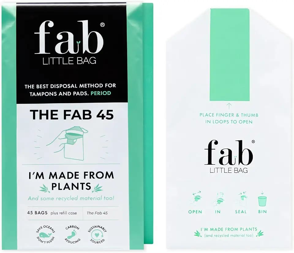 Fab Little Bag Hygienebeutel für Tampons, Damenbinden, Binden - Verhindert Geruch, verschließbar, umweltfreundlich, reisefreundlich - 45er-Pack Damenhygienebeutel - Starter Plus