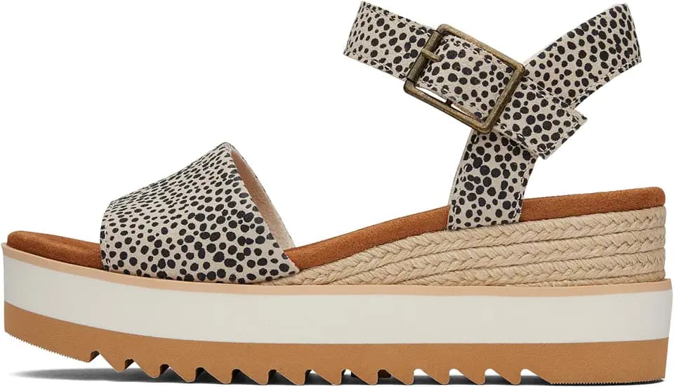 TOMS Women's Diana Wedge Sandal, Leather Upper, CloudBound Insole
