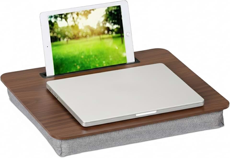 Relaxdays Laptopkissen mit Handyhalter, BxT: 46 x 35 cm, Laptopunterlage für Bett & Sofa, Laptop Knietablett, Farbwahl