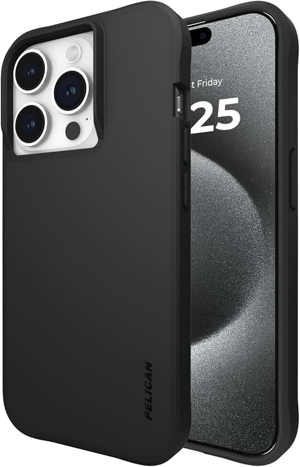 Pelican Ranger Series - iPhone 15 Pro Hülle/case 6.7" [Kabellose Aufladung kompatibel] Schützende Handyhülle mit Anti-Kratz Tech [15FT MIL-Grade Drop Schutz] - Abdeckung für iPhone 15 Pro - Schwarz