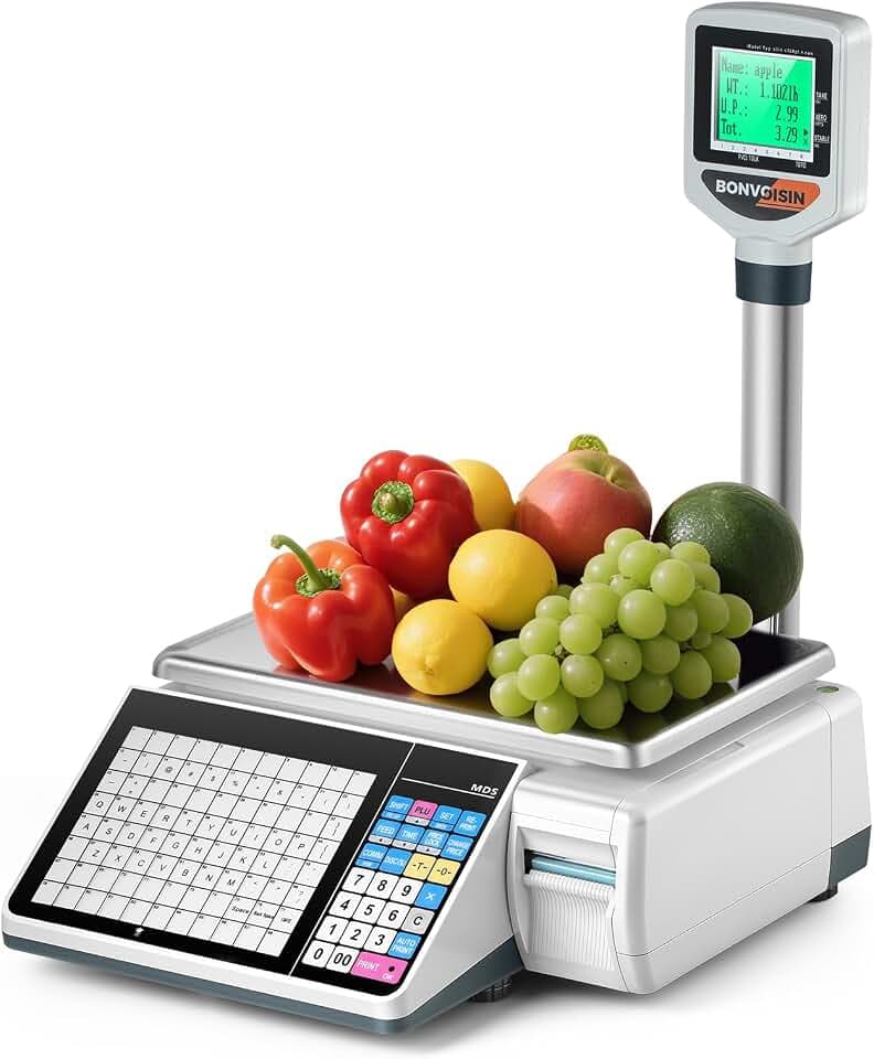 Bonvoisin Label Printing Scale Price Computing Scale 33lbs Barcode Printing Scale Deli Scale for Shop