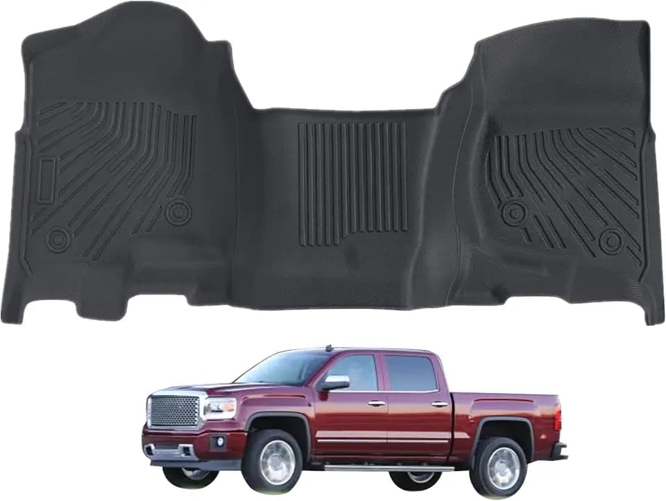 GXARTS TPE Floor Mats Liner Compatible with Chevy Silverado GMC Sierra 1500/2500/3500 HD 2007-2014 All Weather Non-Slip Waterproof Floor Liners