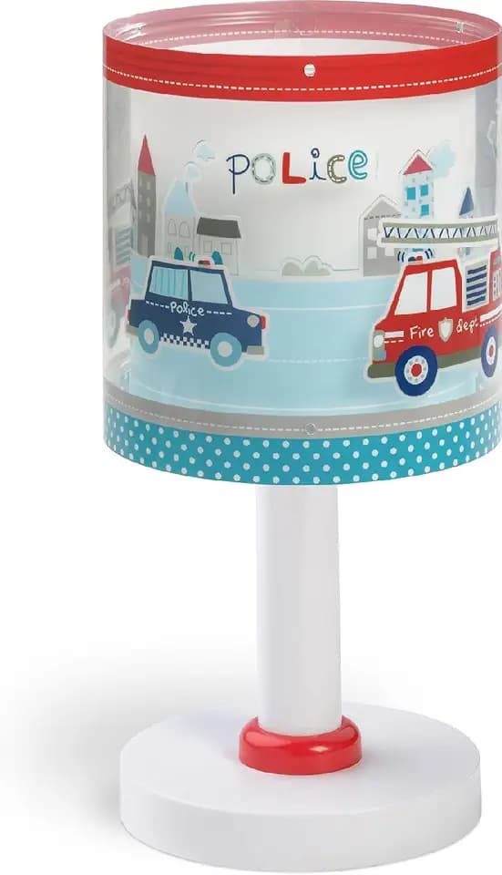 Dalber Kinder Tischlampe Nachttischlampe Nachtlicht Police Polizei Feuerwehr, 60611N, G4-4W LED - Glühbirne enthalten, Blau