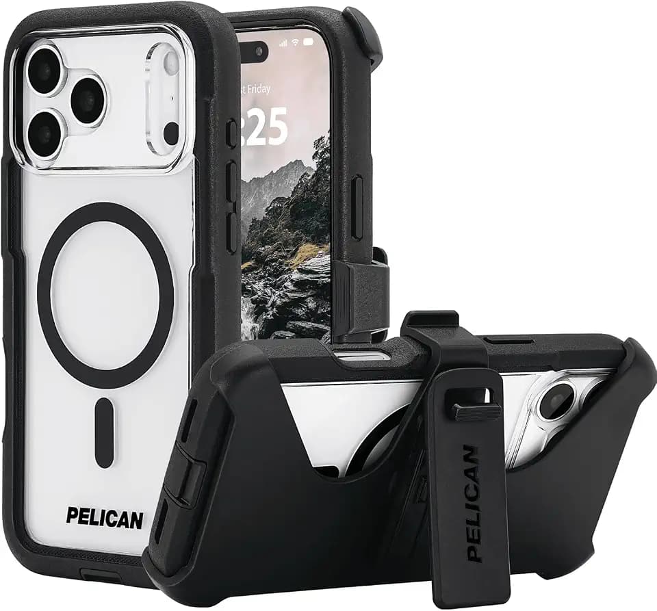 Pelican Voyager iPhone 17 Pro Max Case - MagSafe Phone Case - Black/Clear