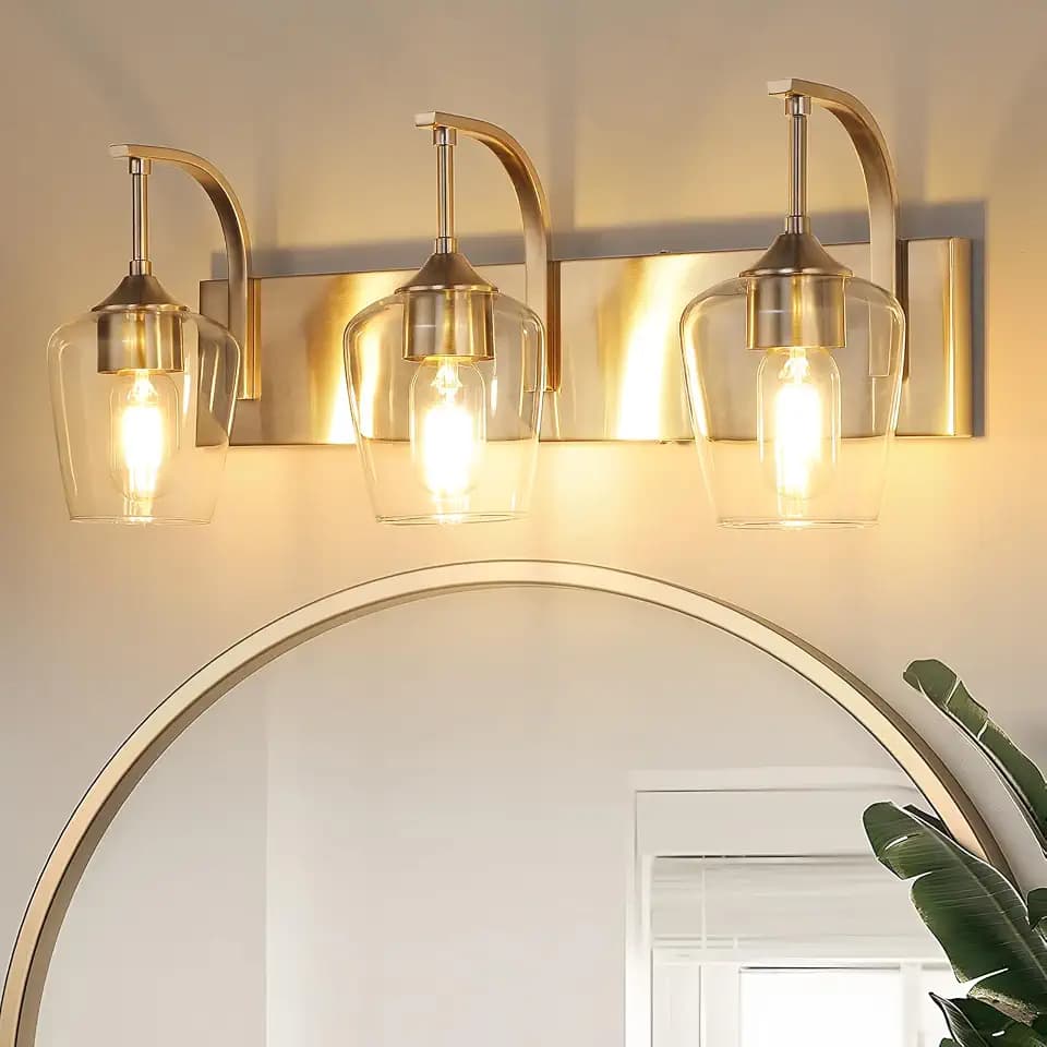 foucasal Brushed Nickel 3-Light Vanity Light Fixture Over Mirror