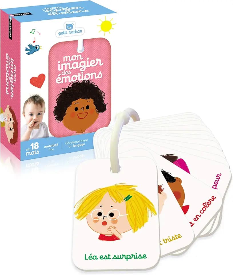 NATHAN - Mein Imagier der Emotionen – Erkennt die Emotionen – Lernspiel – Entwicklung der Sprache – einfach zu greifen – für Babys ab 18 Monaten