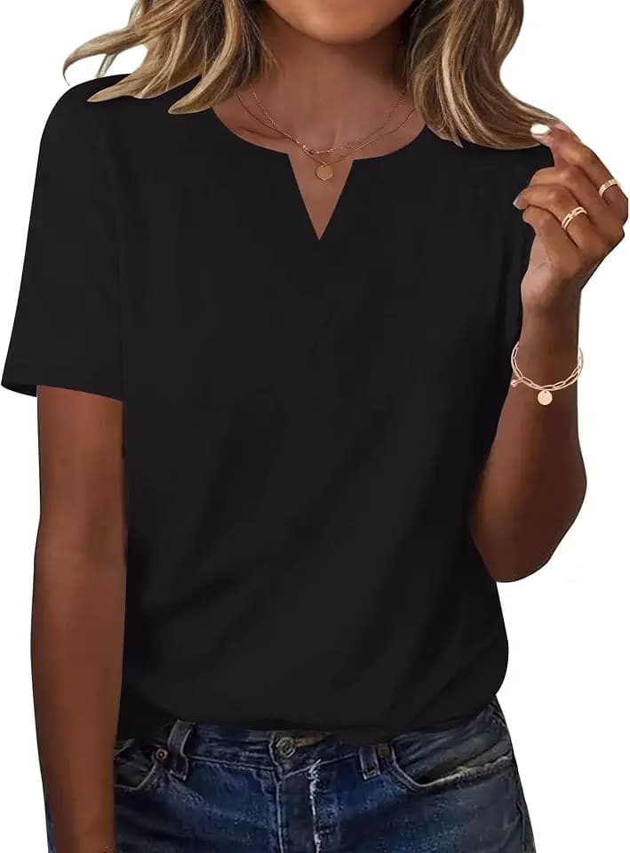 Rapbin Bluse Damen V-Ausschnitt T-Shirt Blumen Tunika Kurzarm Top Sommer