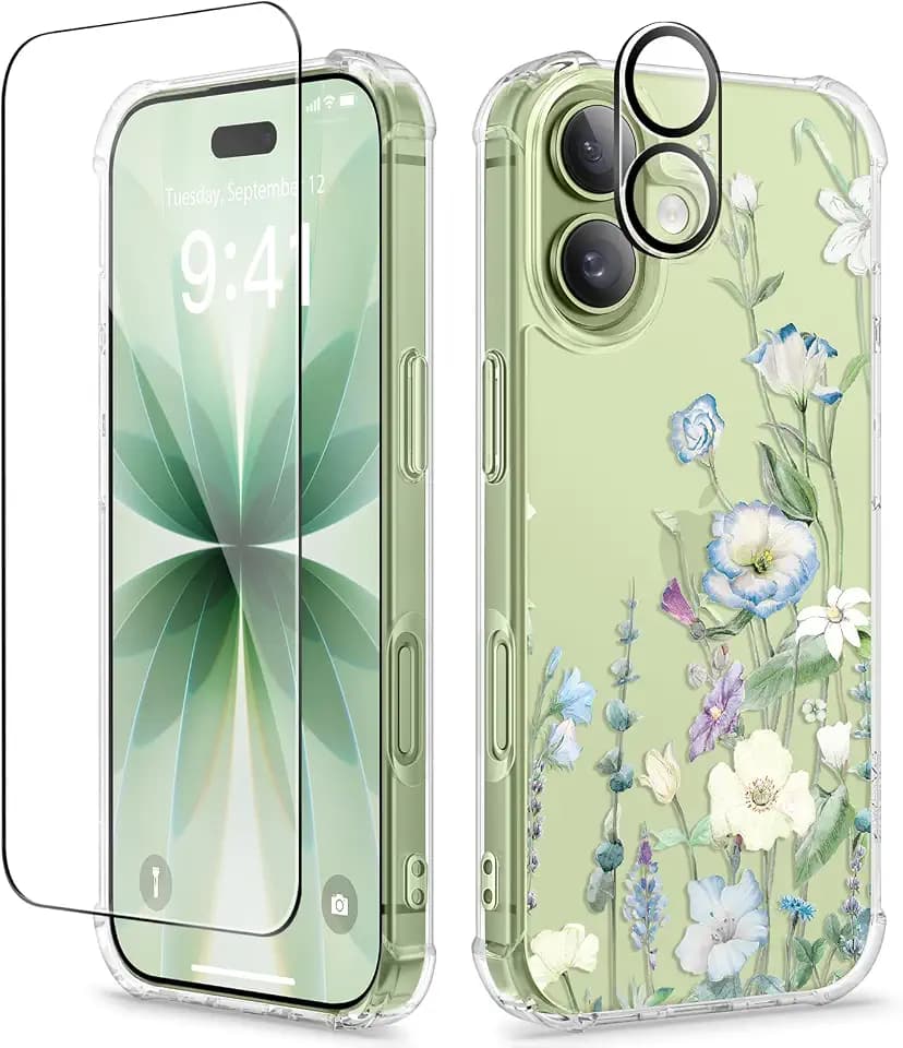 GVIEWIN for iPhone 17 Case Floral Clear Slim Women